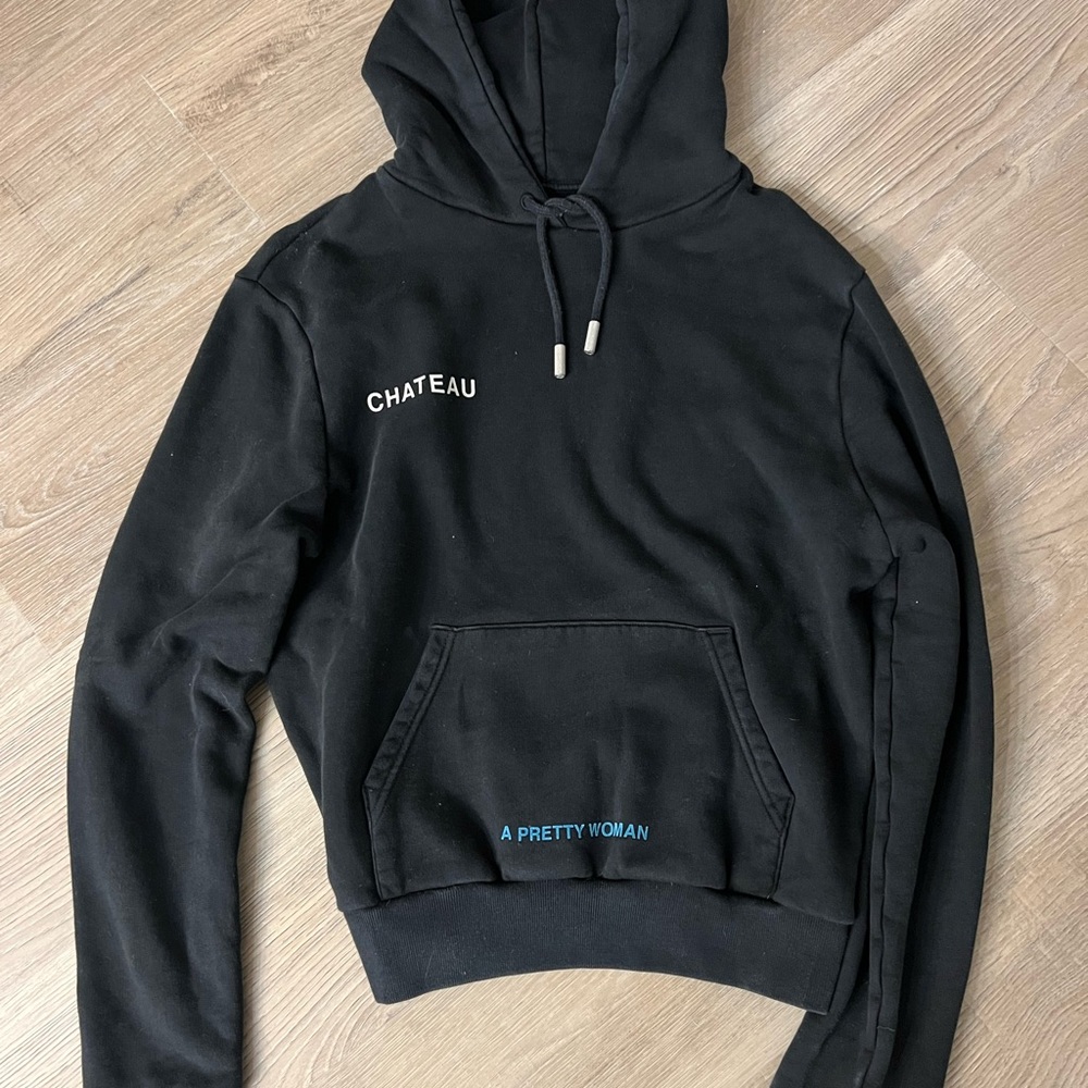 RARE Off-White Black Chateau Sweatshirt Hoodie A Pretty Woman Size Small
